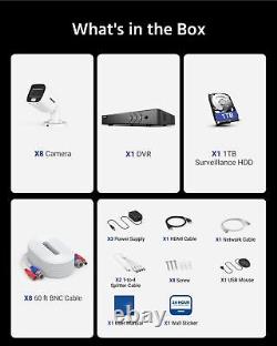 Home Wired Camera Security System with Audio, 8CH 3K Lite H. 265+ AI DVR with