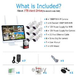 Home Wireless Security Camera System Outdoor 1080P 8CH NVR 1TB With 15Monitor