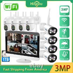Home Wireless Security Camera System Outdoor 3MP HD 10CH NVR 1TB With 12Monitor