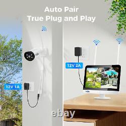 Home Wireless Security Camera System Outdoor 3MP HD 10CH NVR 1TB With 12Monitor