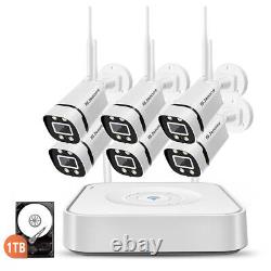 Home Wireless Security Camera System Outdoor Wifi 8CH NVR 3MP Audio 1TB HDD Set