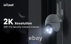 IeGeek 3MP 2K Security IP Camera WiFi Two-Way Audio PTZ Home Outdoor Color Night