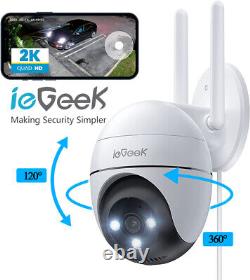 IeGeek 3MP 2K Security IP Camera WiFi Two-Way Audio PTZ Home Outdoor Color Night