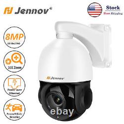 JENNOV Outdoor Home Security Wired PoE Camera 8MP Night Vision Audio 30× Zoom