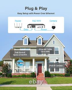 JENNOV Outdoor Home Security Wired PoE Camera 8MP Night Vision Audio 30× Zoom