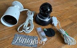 LOT (2) YI HOME SECURITY CAMERA BLACK 360 DOME 1080p WHITE INDOOR OUTDOOR TESTED