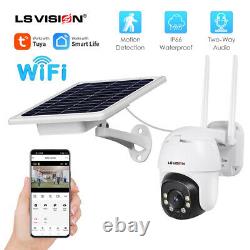 LS VISION Home Security Camera Outdoor Solar Battery Powered Wireless Pan Tilt