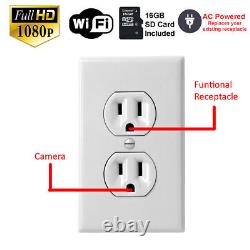 NEW AC Wall Outlet Security Mini Camera 1080p HD WiFi IP Home Nanny Camera
