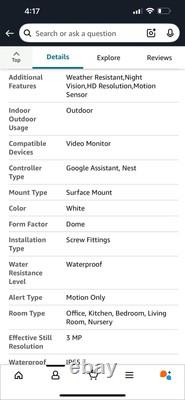NEW! Google Nest Cam Outdoor Security Wi-Fi Cameras 1080P NC2100ES White