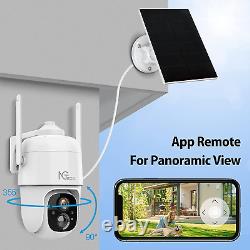 NGTe Solar Battery Powered Wireless WiFi Outdoor PTZ Home Security Camera System