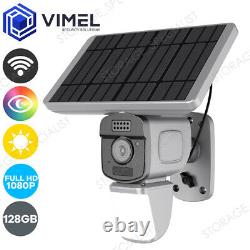 Outdoor IP Wireless 128GB Security WIFI Solar Powered Flood Light Camera PIR