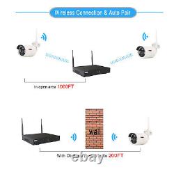 Outdoor Security Camera System CCTV Wireless 4CH NVR 960P HD Waterproof Home Kit