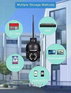 PTZ Camera Outdoor Security 5MP WiFi, Home Surveillance ONVIF Camera, 5x Black