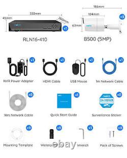 Reolink 16CH 5MP PoE Home CCTV Security Camera System NVR 3TB HDD Audio IP66