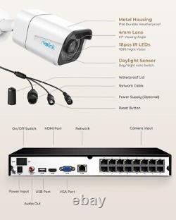 Reolink 16 Channel 4TB PoE NVR Home Security Camera System Outdoor RLK16-800B8