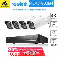 Reolink 4K 8CH 8MP PoE Home Surveillance 4 PoE Security Camera NVR RLK8-800B4 AU