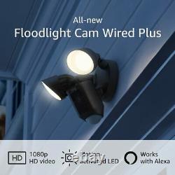 Ring Smart Lighting Floodlight Cam Wired Plus 105dB home security siren black