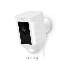 Ring Spotlight Cam Wired Outdoor Security Camera WiFi Works With Alexa White