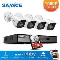SANNCE 4CH DVR 1080P Video Home Security Camera System Outdoor CCTV H. 264+ Onvif