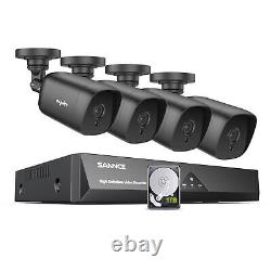 SANNCE 8CH 2MP CCTV DVR 1080P HD Home Security Camera System Outdoor Night Visio