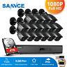 Sannce Hd 1080p Outdoor Cctv Camera 16ch 5in1 Dvr Night Vision Home Security Kit