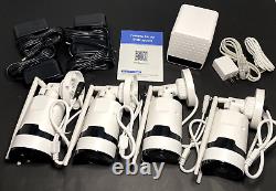 SET OF 4 Home Security System Camera's with Base Station, Waterproof, White
