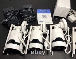 SET OF 4 Home Security System Camera's with Base Station, Waterproof, White