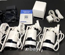 SET OF 4 Home Security System Camera's with Base Station, Waterproof, White