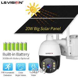 Security Camera System Home Outdoor Solar Battery Powered Wireless Pan/Tilt WIFI