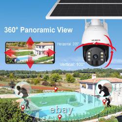 Security Camera System Home Outdoor Solar Battery Powered Wireless Pan/Tilt WIFI