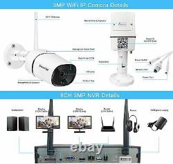 SmartSF 3MP 8CH Two way audio Home Security Camera System Wireless Outdoor CCTV