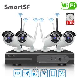SmartSF Home Wireless Security Camera System Outdoor 8CH WIFI NVR with 1TB HDD