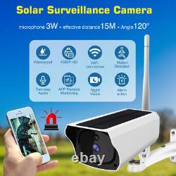 Solar Battery Powered Security Camera System Wireless Outdoor Audio Wifi Home IR