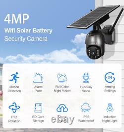 Solar Battery Powered Wifi Home Security Camera System 4MP 2K Outdoor Pan/Tilt