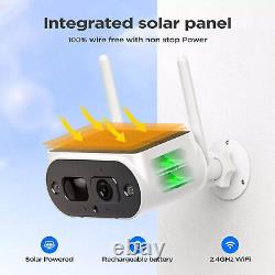 Solar Battery Powered Wireless Outdoor Home Security Camera System WiFi IP Cams