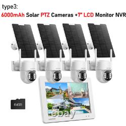Solar Battery Powered Wireless Security Camera System WiFi IP Outdoor Home Audio