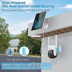 Solar Battery Powered Wireless WiFi Outdoor Pan/Tilt Home Security Camera System