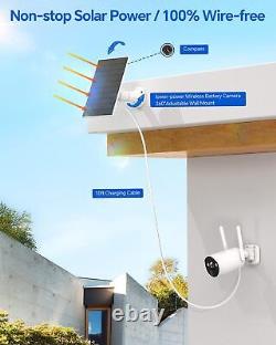 Solar Battery Security Camera System Wireless 2K Home Outdoor CCTV 2Way Audio IR