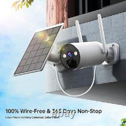 Solar Powered Wireless Security Camera System Home with Base Station App Alert