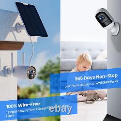 Solar Powered Wireless Security Camera System Home with Base Station App Alert