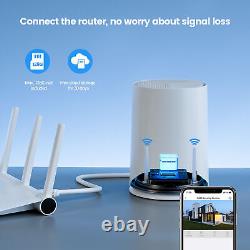 Solar Powered Wireless Security Camera System Home with Base Station App Alert
