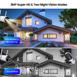 Solar Powered Wireless Security Camera System Home with Base Station App Alert