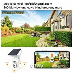 Solar Security Camera Outdoor, Wireless 360° PTZ Camera 1080P WiFi Home