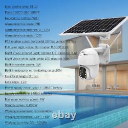 Solar Security Camera PTZ Outdoor Home Wireless Rechargeable Battery Powered HD