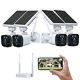 Solar Wireless Security Camera System 4 Cameras + Base Station For Home Outdoor