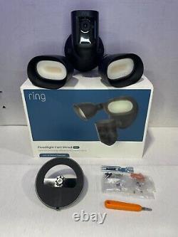 TESTED Ring (Black) Floodlight Cam Wired Pro 5B28S4 Outdoor Home Security Camera