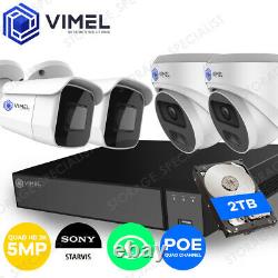 VIMEL POE System 2TB NVR Security Camera 24/7 Home LIVE Monitoring 5MP UHD 2K