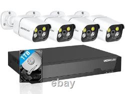 WESECUU Poe Security Camera System NVR Home Security System 8Channel 4pcs GREAT