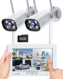 WIFI Home Security Camera System 2K 3MP CCTV 7inch Touchscreen Monitor NVR Alarm