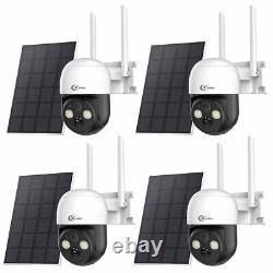 WiFi Audio Security Camera System Solar Panel 360°Home Wireless 4MP Outdoor